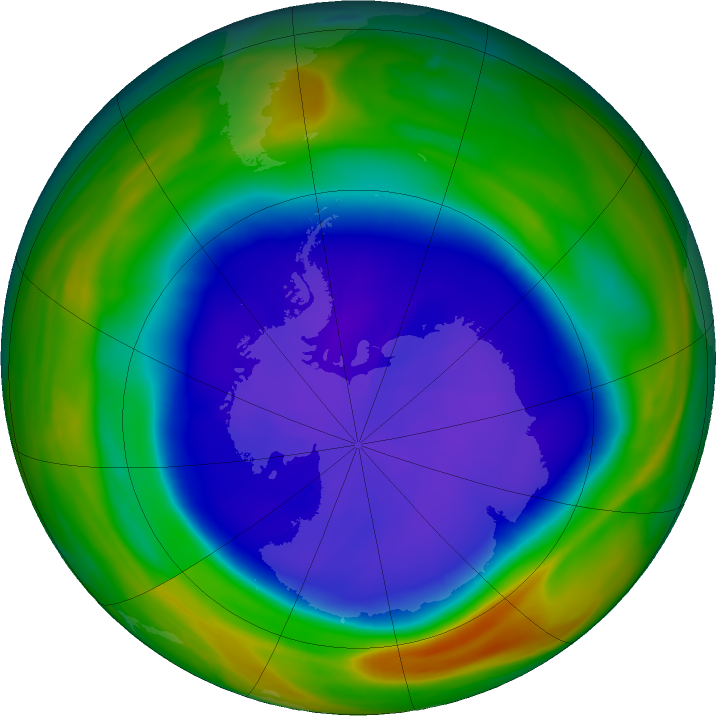 Antarctic ozone map for 19 September 2018